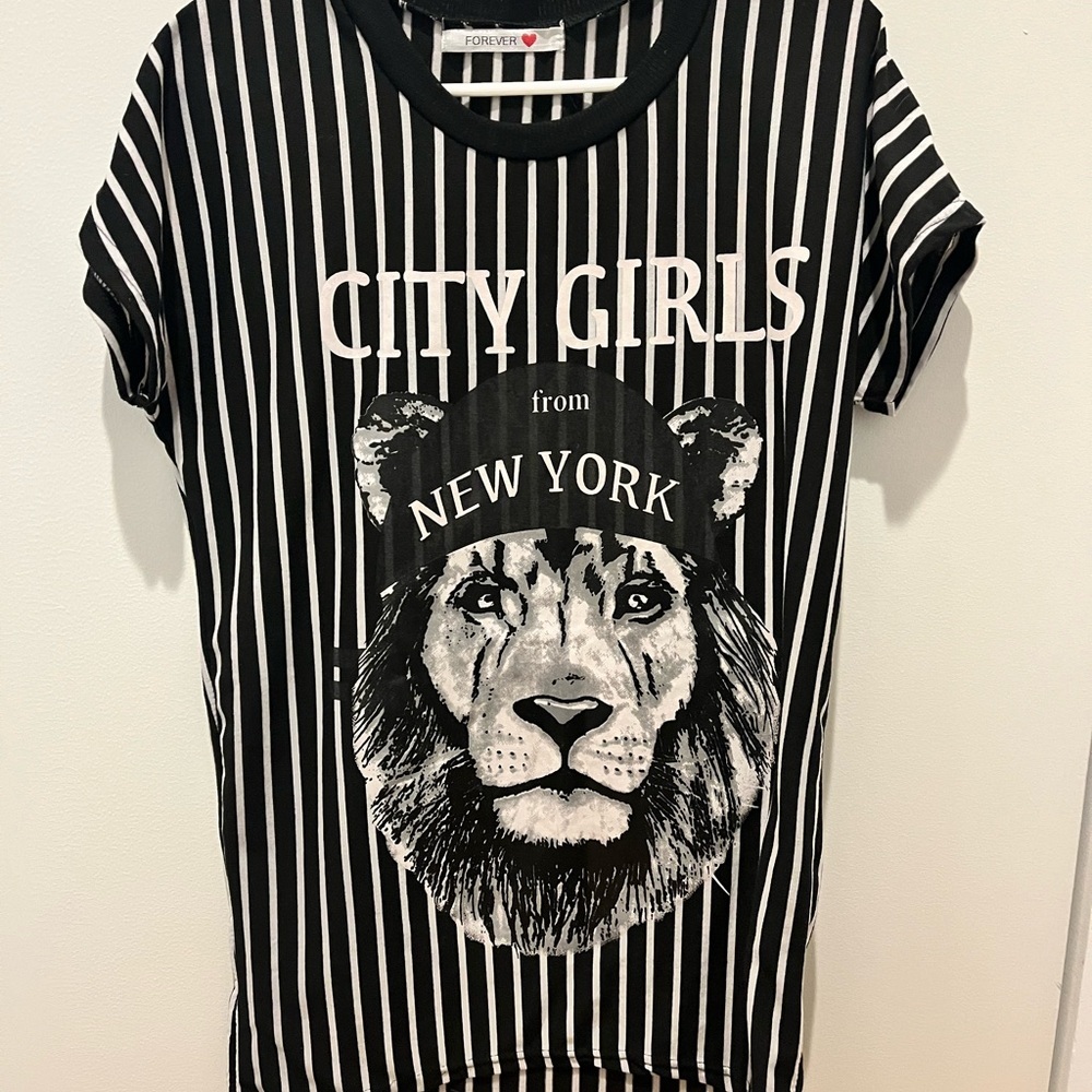 Forever ❤️ Black and White Striped woman’s Tee